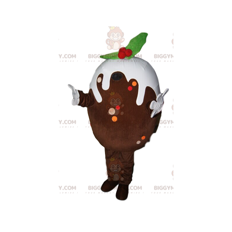 Symfonie Beschrijving Bestudeer Chocolade-ei BIGGYMONKEY™ mascottekostuum met wit Besnoeiing L (175-180 cm)