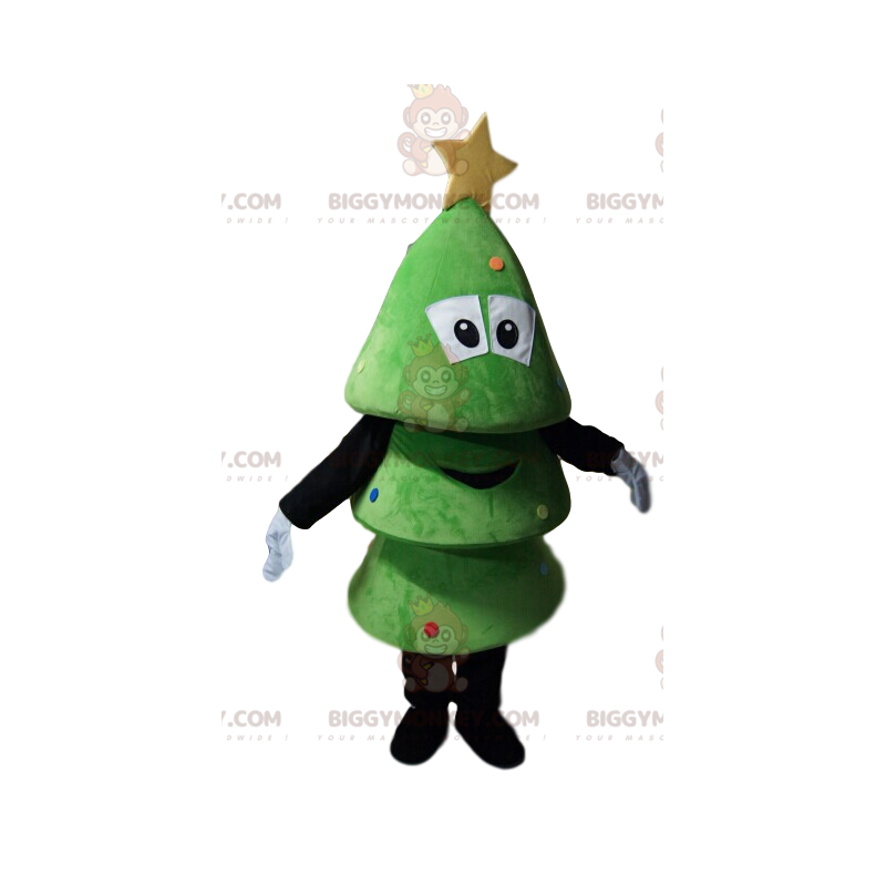 Smilende lille grønt træ BIGGYMONKEY™ maskotkostume. Juletræ