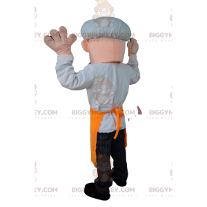 Chef-kok BIGGYMONKEY™ mascottekostuum met witte hoed en oranje