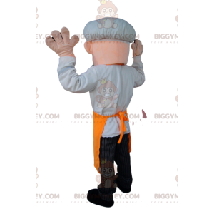 Kocken BIGGYMONKEY™ maskotdräkt med vit hatt och orange