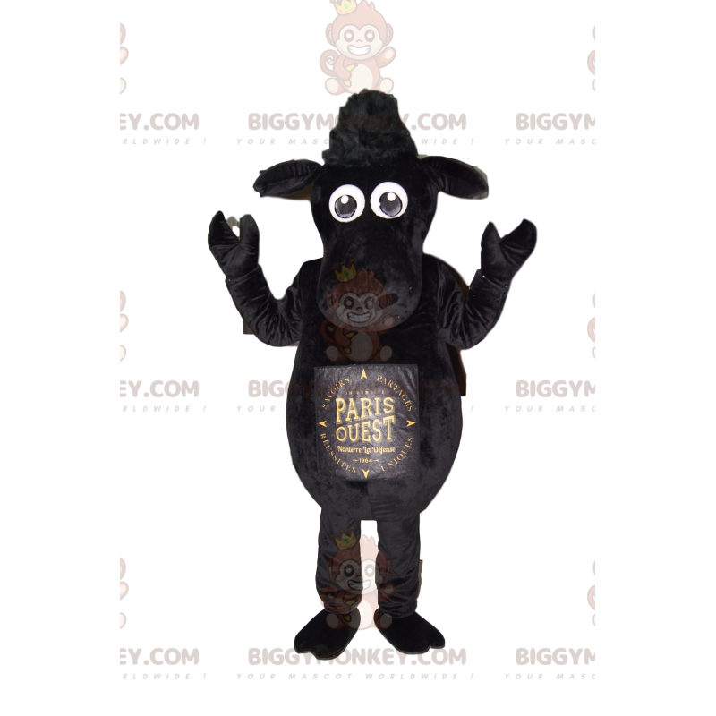 Costume de mascotte BIGGYMONKEY™ de mouton noir. Costume de