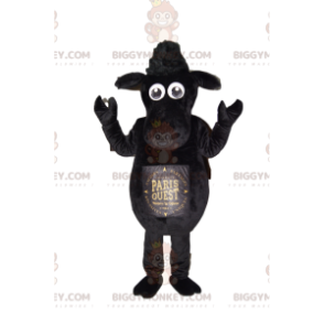 Costume de mascotte BIGGYMONKEY™ de mouton noir. Costume de