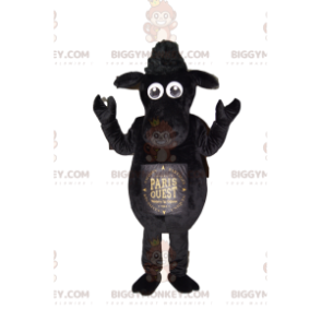 Costume della mascotte della pecora nera BIGGYMONKEY™. Costume