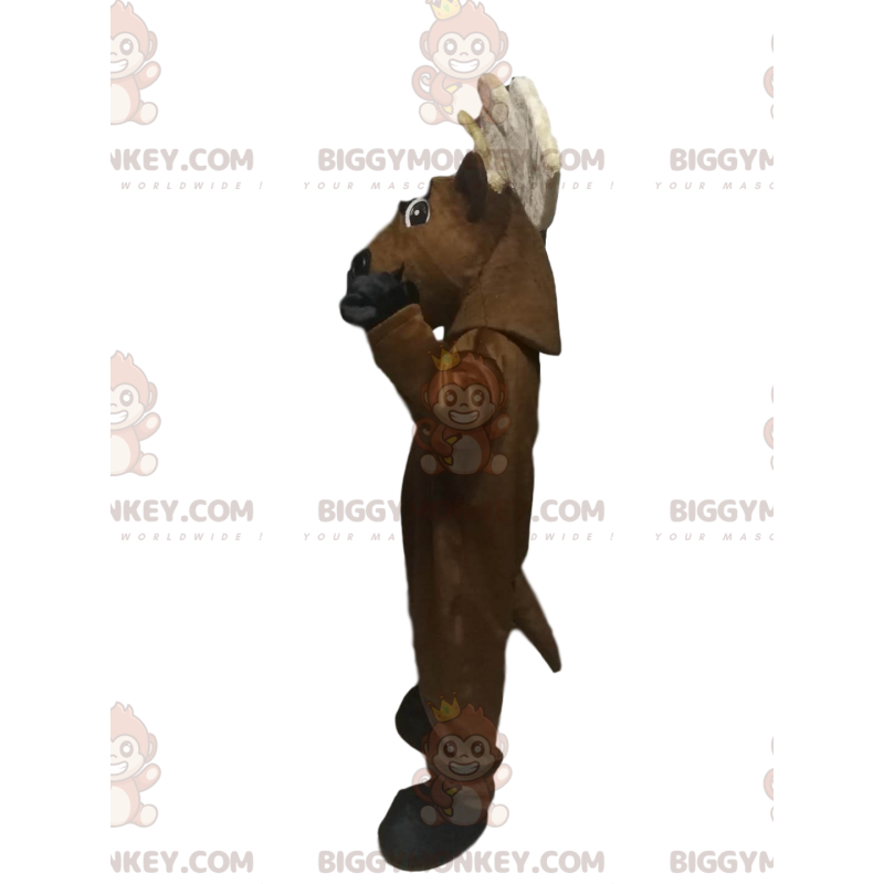 BIGGYMONKEY™ Mascot Costume Very Cheerful Brown Deer With