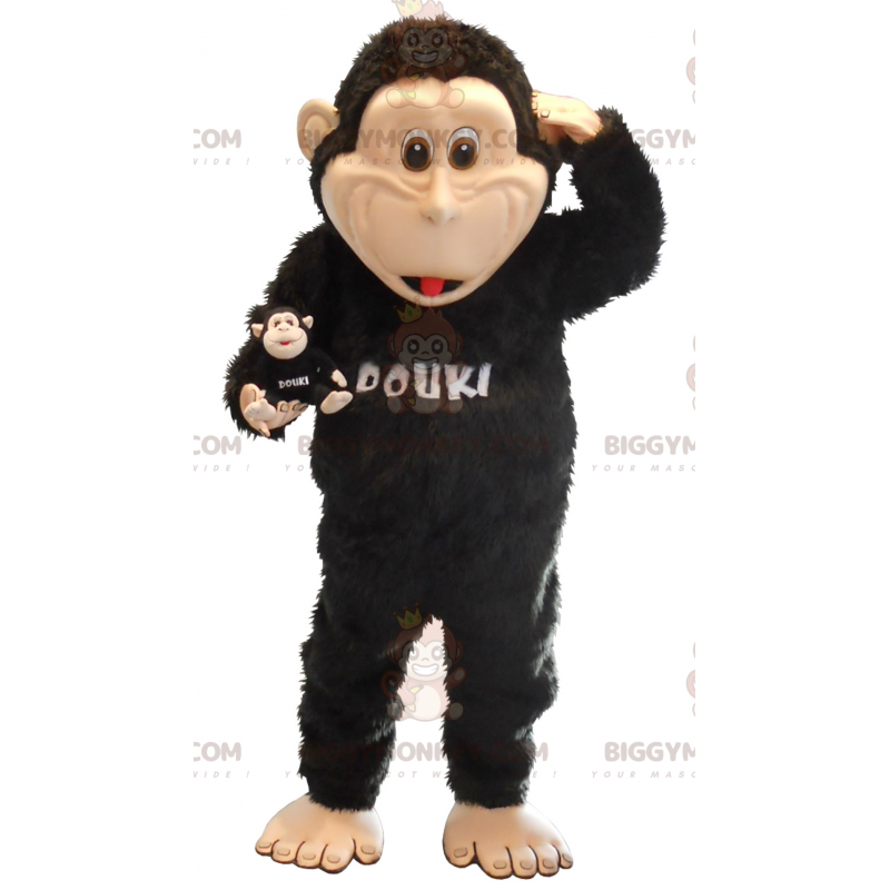 Fantasia de mascote BIGGYMONKEY™ de macaco preto –
