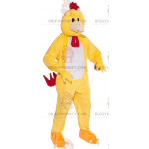 BIGGYMONKEY™ Costume mascotte gallina gallo bianco e rosso