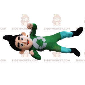Recycling superheld BIGGYMONKEY™ mascottekostuum in groene