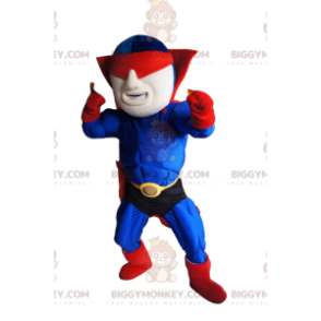 Blue and Red Masked Superhero BIGGYMONKEY™ Mascot Costume –