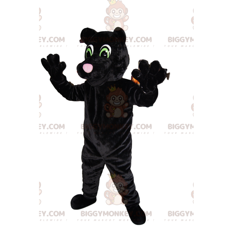 BIGGYMONKEY™ Mascottekostuum Black Panther met prachtige groene