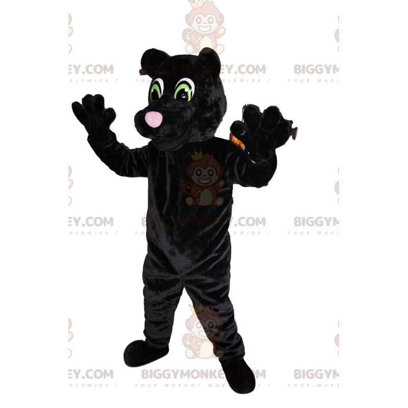 Traje de mascote BIGGYMONKEY™ Pantera Negra com olhos verdes