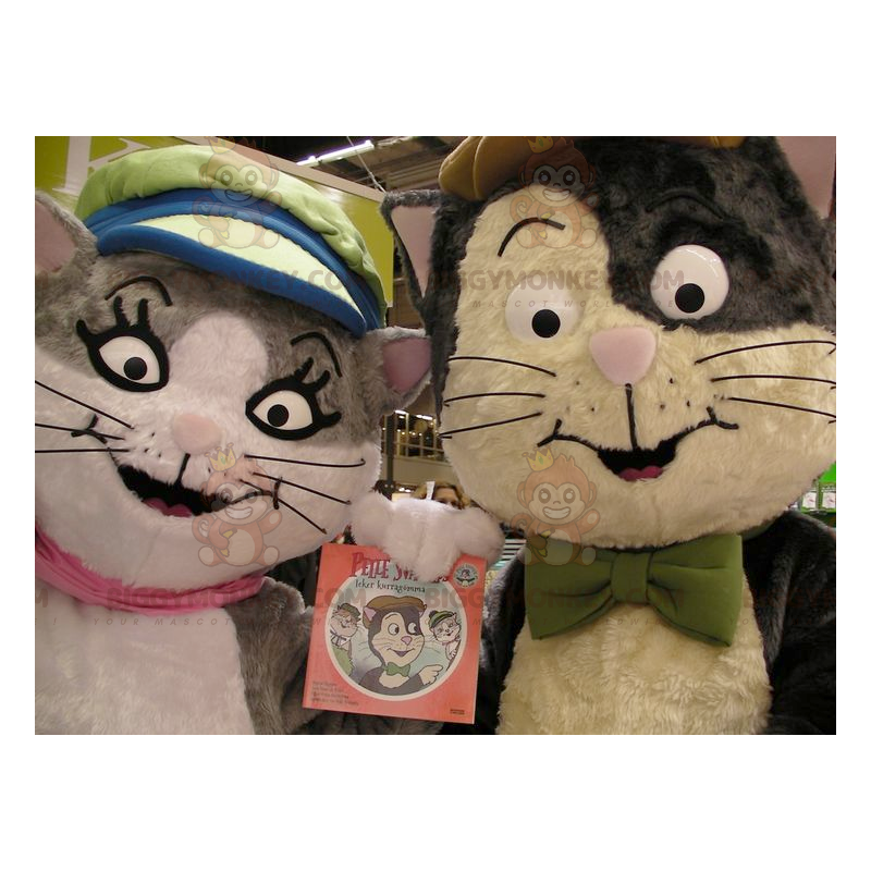 2 mascotas gato BIGGYMONKEY™, una gris y blanca, la otra marrón