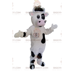 Disfraz de mascota de vaca BIGGYMONKEY™ en blanco y negro.