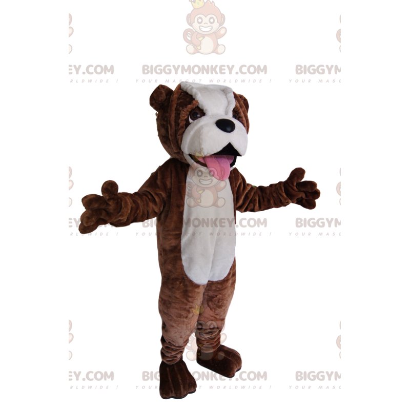 Disfraz de mascota Bulldog marrón y blanco BIGGYMONKEY™.
