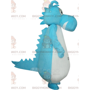 Sinivalkoinen dinosaurus BIGGYMONKEY™ maskottiasu. dinosaurus