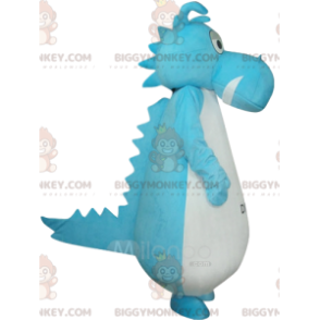 Costume de mascotte BIGGYMONKEY™ de dinosaure bleu et blanc.