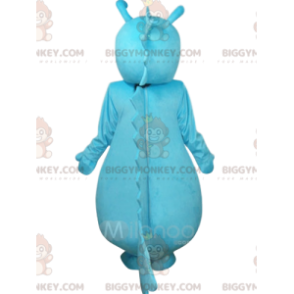 Traje de mascote de dinossauro azul e branco BIGGYMONKEY™.