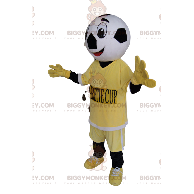 Traje de mascote de personagem BIGGYMONKEY™ com cabeça de bola