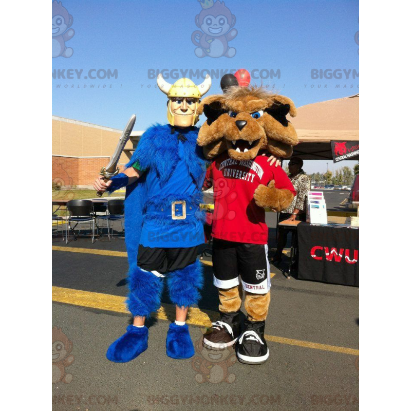 2 BIGGYMONKEY™s mascot: a Viking with a blue cape and a sports