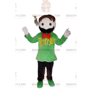 Costume da mascotte BIGGYMONKEY™ uomo baffi con t-shirt verde -