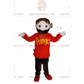 BIGGYMONKEY™ Costume da mascotte uomo baffi con t-shirt rossa -