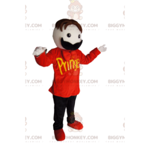 BIGGYMONKEY™ Costume da mascotte uomo baffi con t-shirt rossa -