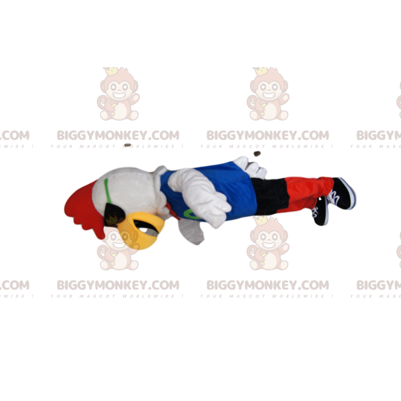 White Chicken BIGGYMONKEY™ Mascot Costume in Blue and Red