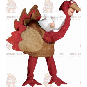 Costume de mascotte BIGGYMONKEY™ d'autruche rouge et marron