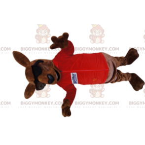 Brown Kangaroo in Red Jersey BIGGYMONKEY™ Mascot Costume –