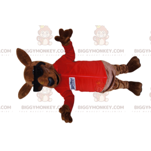 Fato de mascote BIGGYMONKEY™ de canguru castanho em jersey