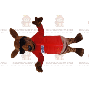 Brown Kangaroo in Red Jersey BIGGYMONKEY™ Mascot Costume -