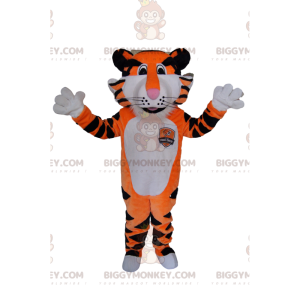 Velmi nadšený kostým maskota tygra BIGGYMONKEY™. kostým tygra –