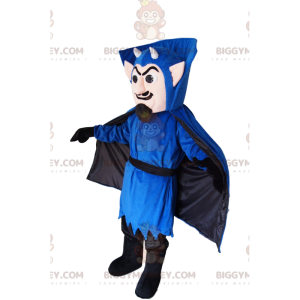 BIGGYMONKEY™ mascot costume of vampire in blue outfit, with