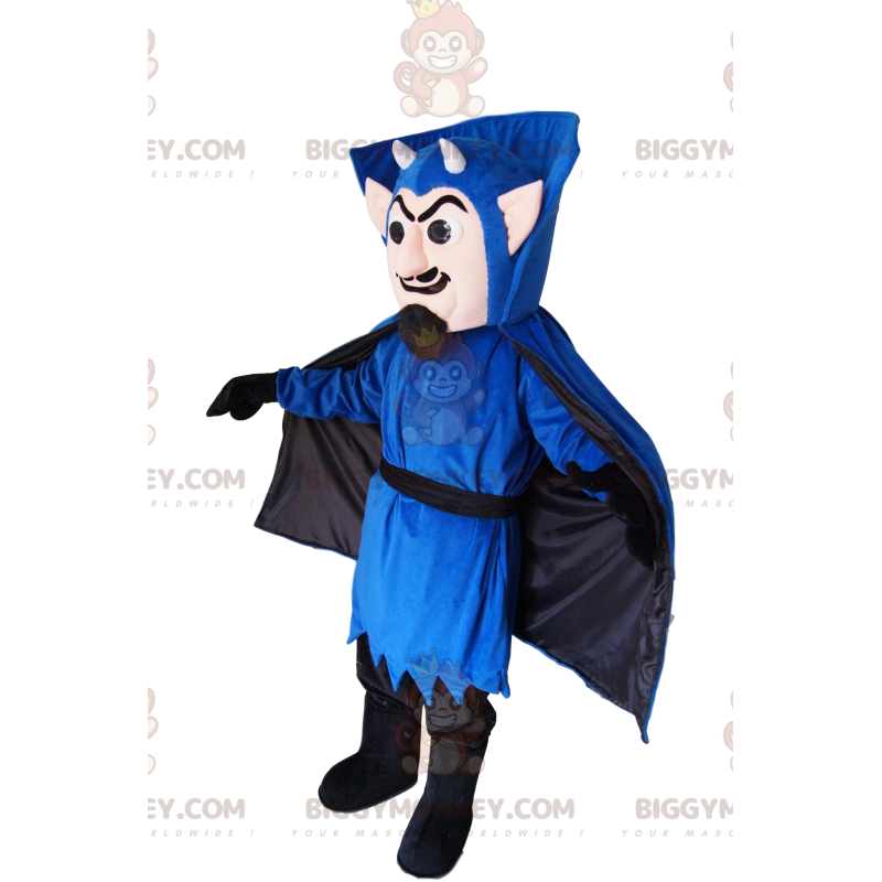 BIGGYMONKEY™ mascot costume of vampire in blue outfit, with