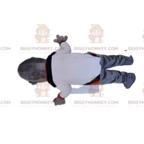 BIGGYMONKEY™ mascot costume of gray monkey with a white jersey.