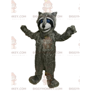 Traje de mascote BIGGYMONKEY™ de guaxinim cinza com lindos