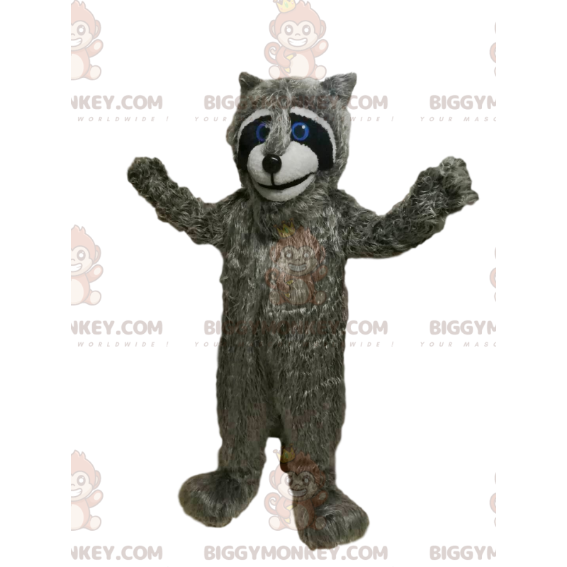 BIGGYMONKEY™ mascottekostuum van grijze wasbeer met mooie