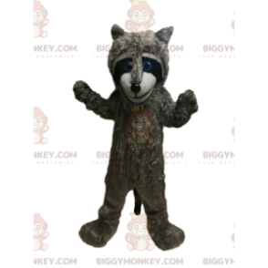 BIGGYMONKEY™ Mascot Costume of Gray Raccoon with Beautiful Blue