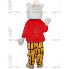 Costume de mascotte BIGGYMONKEY™ d'ours blanc avec une tenue à
