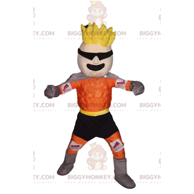 BIGGYMONKEY™ mascottekostuum van blonde man in sportieve oranje