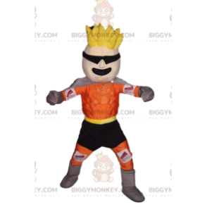 BIGGYMONKEY™ mascottekostuum van blonde man in sportieve oranje