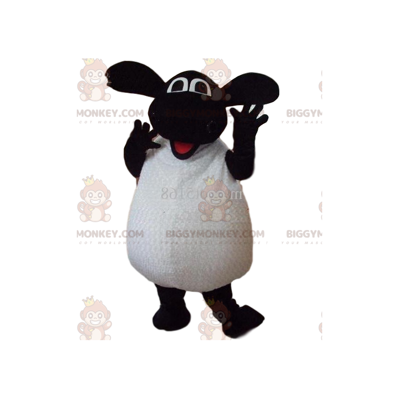 Very Enthusiastic White and Black Sheep BIGGYMONKEY™ Mascot