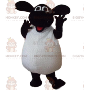 Costume de mascotte BIGGYMONKEY™ de mouton blanc et noir très