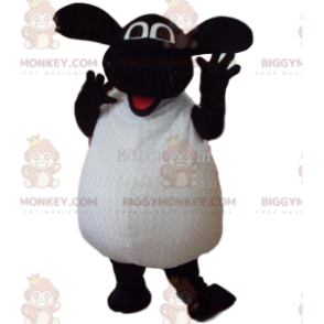 Very Enthusiastic White and Black Sheep BIGGYMONKEY™ Mascot