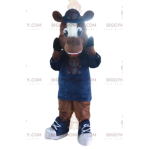 Costume de mascotte BIGGYMONKEY™ de cheval marron avec un