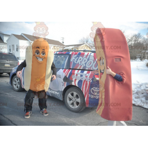 BIGGYMONKEY™ Maskottchen-Kostüm für Riesen-Hotdogs in Weiß und