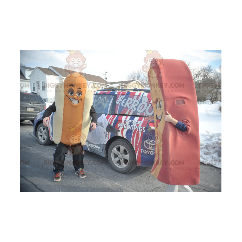 White and Orange Giant Hot Dog BIGGYMONKEY™ Mascot Costume –