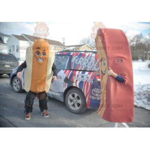 Hvid og orange kæmpe hotdog BIGGYMONKEY™ maskotkostume -