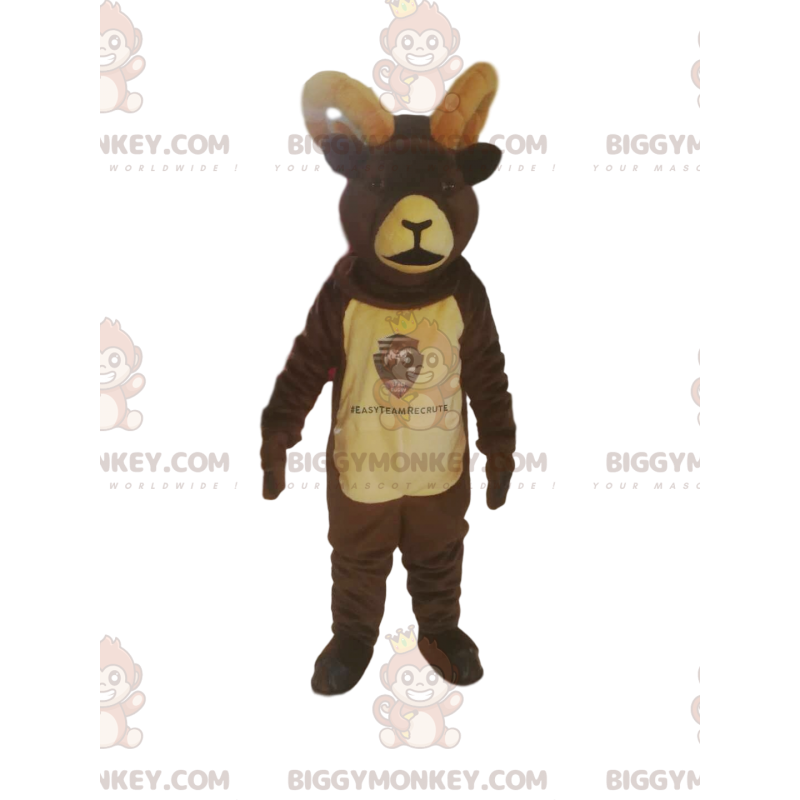 Bruin gemzen met grote hoorns BIGGYMONKEY™ mascottekostuum -