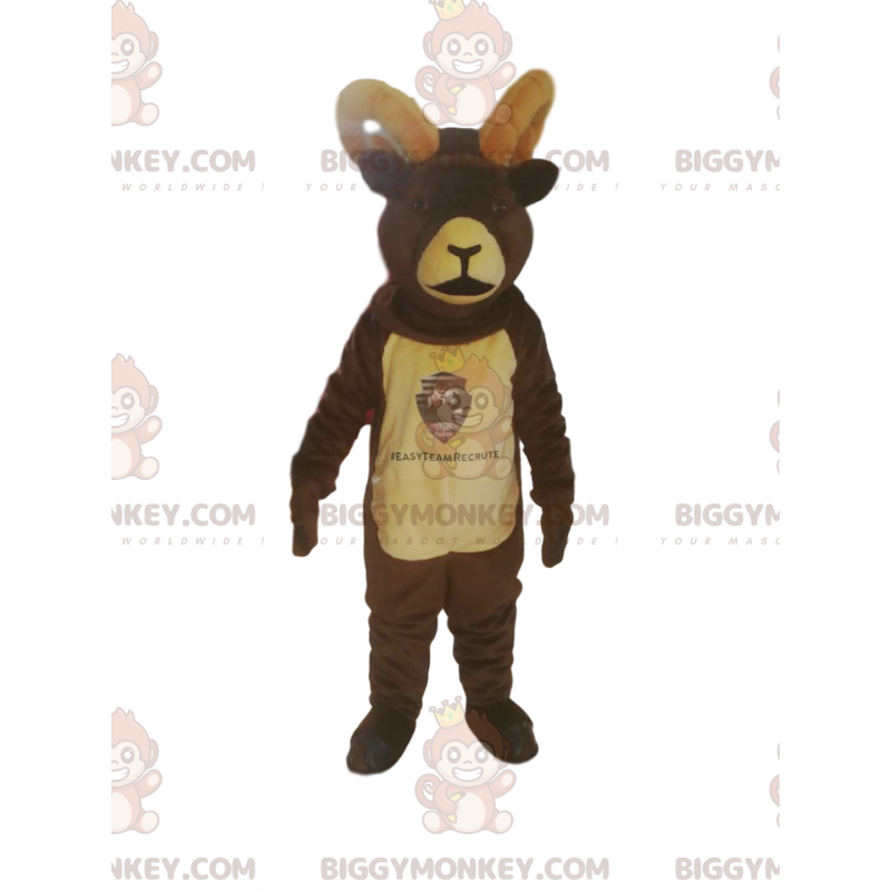 Brązowy kostium maskotki z dużymi rogami BIGGYMONKEY™ -