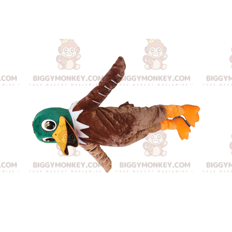 Costume de mascotte BIGGYMONKEY™ de canard vert et marron très